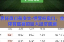 世界杯盘口有多大-世界杯盘口，全球体育盛宴的巨大经济波澜