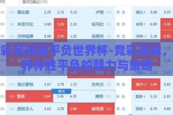 竞彩足球胜平负世界杯-竞彩足球，世界杯胜平负的魅力与策略