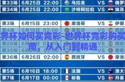 世界杯如何买竞彩-世界杯竞彩购买指南，从入门到精通
