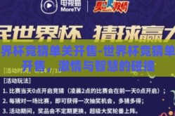 世界杯竞猜单关开售-世界杯竞猜单关开售，激情与智慧的碰撞