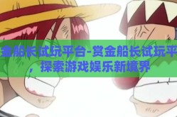赏金船长试玩平台-赏金船长试玩平台，探索游戏娱乐新境界