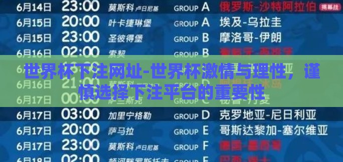 世界杯下注网址-世界杯激情与理性，谨慎选择下注平台的重要性