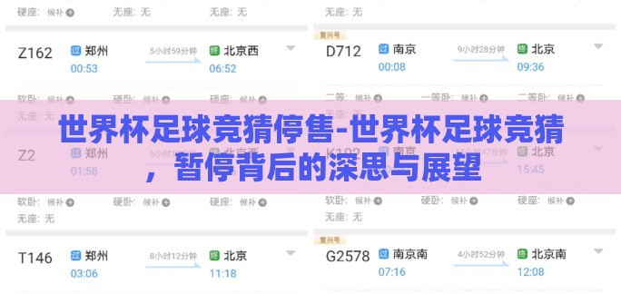 世界杯足球竞猜停售-世界杯足球竞猜，暂停背后的深思与展望