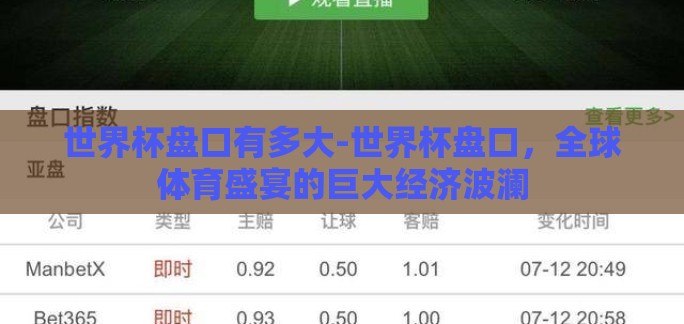 世界杯盘口有多大-世界杯盘口，全球体育盛宴的巨大经济波澜