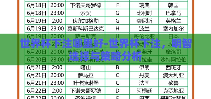 世界杯下注哪里好-世界杯下注,明智选择与策略分析 世界杯下注哪里好-世界杯下注,明智选择与策略分析