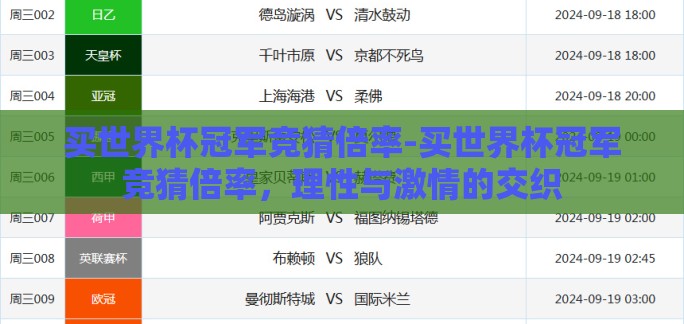 买世界杯冠军竞猜倍率-买世界杯冠军竞猜倍率，理性与激情的交织