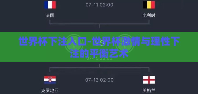 世界杯下注入口-世界杯激情与理性下注的平衡艺术
