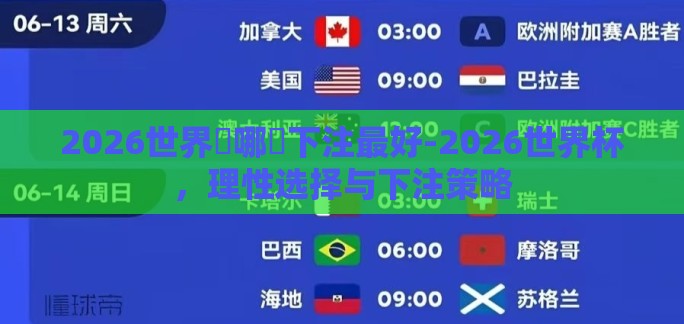 2026世界盃哪裡下注最好-2026世界杯，理性选择与下注策略