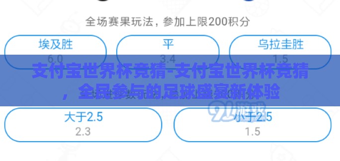 支付宝世界杯竞猜-支付宝世界杯竞猜，全民参与的足球盛宴新体验