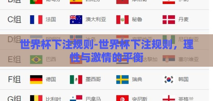 世界杯下注规则-世界杯下注规则，理性与激情的平衡