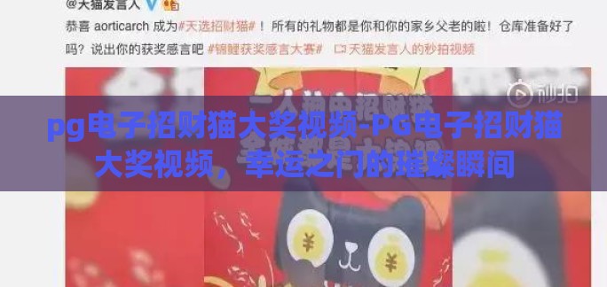 pg电子招财猫大奖视频-PG电子招财猫大奖视频，幸运之门的璀璨瞬间